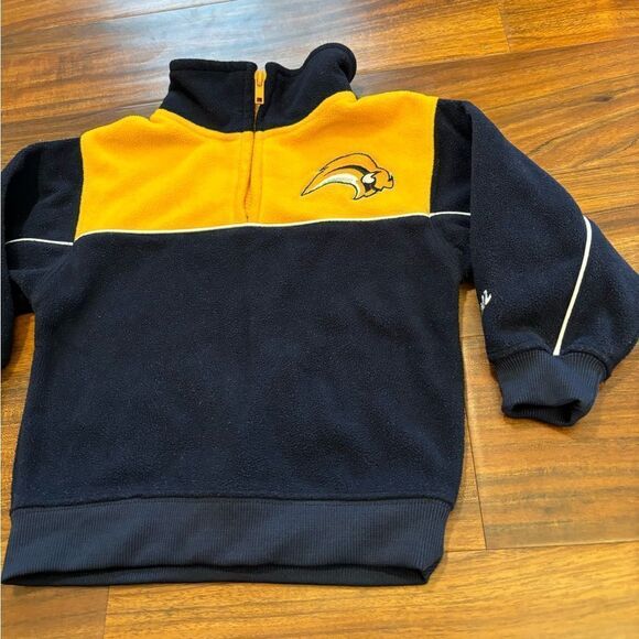 Buffalo Sabres fleece navy/yellow slug Quarterzip sweatshirt - Picture 2 of 5